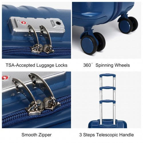 K2391L - British Traveller 3 Pcs Set Durable Polycarbonate and ABS Hard Shell Suitcase With TSA Lock - Navy | Neil's Luggage Store