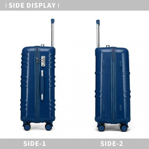 K2391L - British Traveller 3 Pcs Set Durable Polycarbonate and ABS Hard Shell Suitcase With TSA Lock - Navy | Neil's Luggage Store