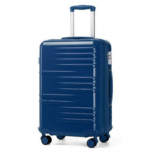 K2391L - British Traveller 24 Inch Durable Polycarbonate and ABS Hard Shell Suitcase With TSA Lock - Navy | Neil's Luggage Store
