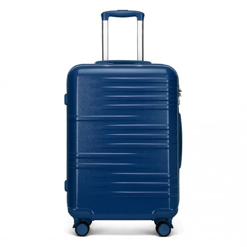 K2391L - British Traveller 24 Inch Durable Polycarbonate and ABS Hard Shell Suitcase With TSA Lock - Navy | Neil's Luggage Store