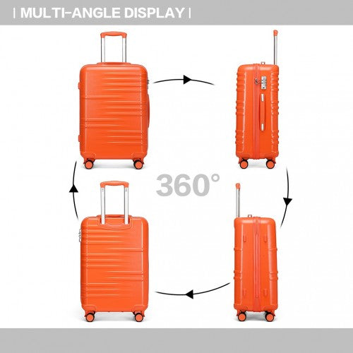 K2391L - British Traveller 28 Inch Durable Polycarbonate and ABS Hard Shell Suitcase With TSA Lock - Orange | Neil's Luggage Store