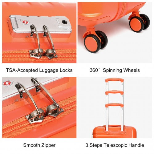 K2391L - British Traveller 28 Inch Durable Polycarbonate and ABS Hard Shell Suitcase With TSA Lock - Orange | Neil's Luggage Store