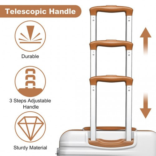 K2391L - British Traveller 20 Inch Durable Polycarbonate and ABS Hard Shell Suitcase With TSA Lock - White | Neil's Luggage Store