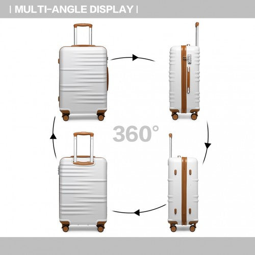 K2391L - British Traveller 24 Inch Durable Polycarbonate and ABS Hard Shell Suitcase With TSA Lock - White | Neil's Luggage Store