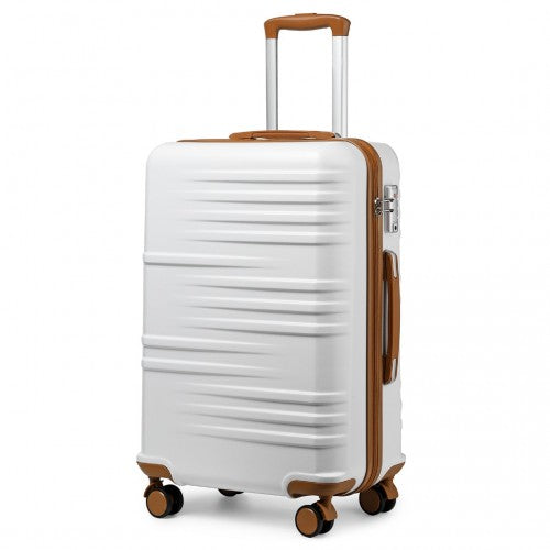 K2391L - British Traveller 24 Inch Durable Polycarbonate and ABS Hard Shell Suitcase With TSA Lock - White | Neil's Luggage Store