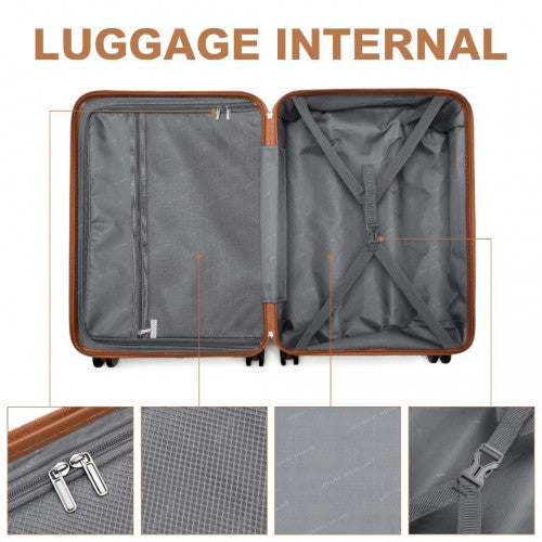 K2391L - British Traveller 20 Inch Durable Polycarbonate and ABS Hard Shell Suitcase With TSA Lock - White | Neil's Luggage Store