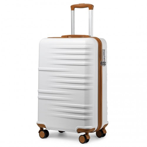 K2391L - British Traveller 20 Inch Durable Polycarbonate and ABS Hard Shell Suitcase With TSA Lock - White | Neil's Luggage Store