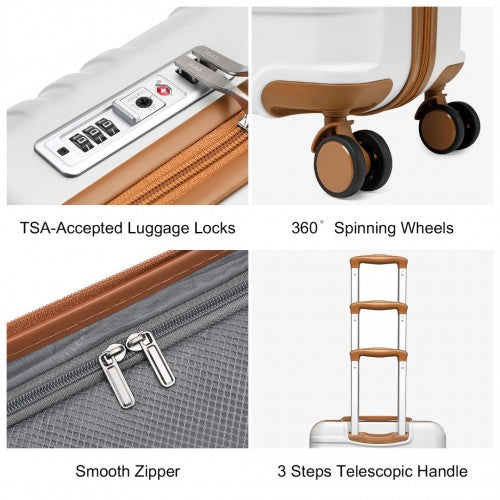 K2391L - British Traveller 20 Inch Durable Polycarbonate and ABS Hard Shell Suitcase With TSA Lock - White | Neil's Luggage Store