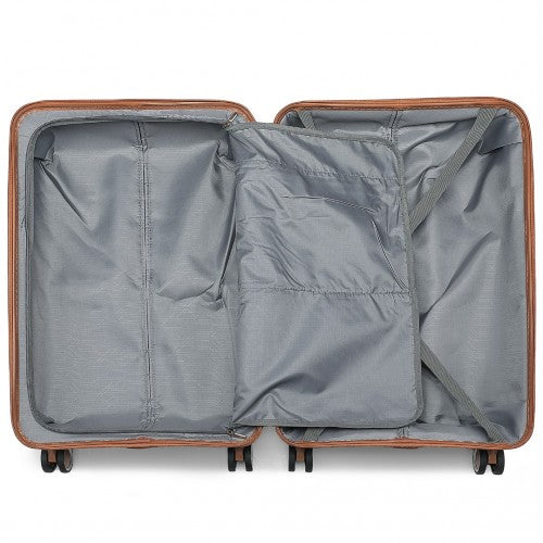 K2392L - British Traveller 28 Inch Multi-Texture Polypropylene Hard Shell Suitcase With TSA Lock - Grey And Brown | Neil's Luggage Store