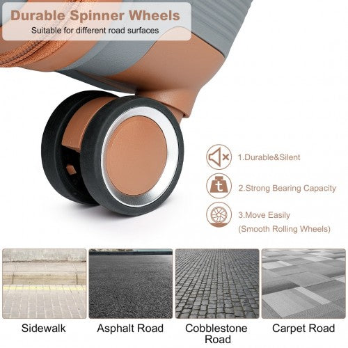 K2392L - British Traveller 28 Inch Multi-Texture Polypropylene Hard Shell Suitcase With TSA Lock - Grey And Brown | Neil's Luggage Store