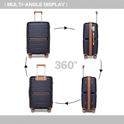 K2392L - British Traveller 28 Inch Multi-Texture Polypropylene Hard Shell Suitcase With TSA Lock - Navy