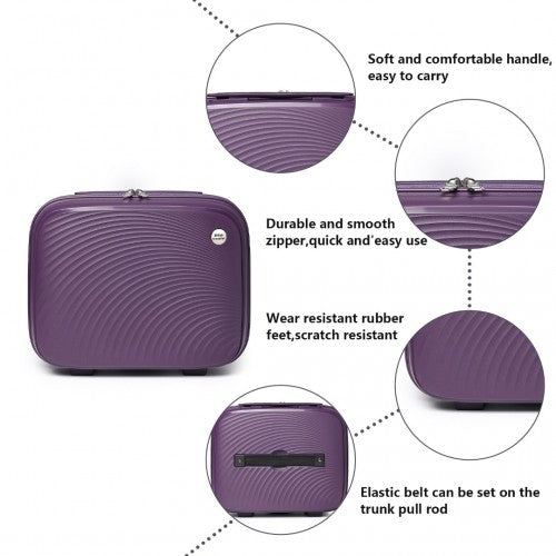 K2393L - British Traveller 4 Pcs Set Spinner Hard Shell PP Suitcase With TSA Lock And Vanity Case - Purple | Neil's Luggage Store