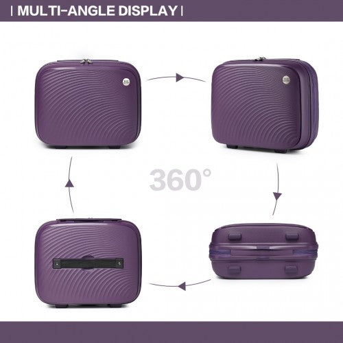 K2393L - British Traveller 4 Pcs Set Spinner Hard Shell PP Suitcase With TSA Lock And Vanity Case - Purple | Neil's Luggage Store