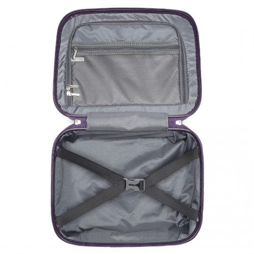 K2393L - British Traveller 4 Pcs Set Spinner Hard Shell PP Suitcase With TSA Lock And Vanity Case - Purple | Neil's Luggage Store
