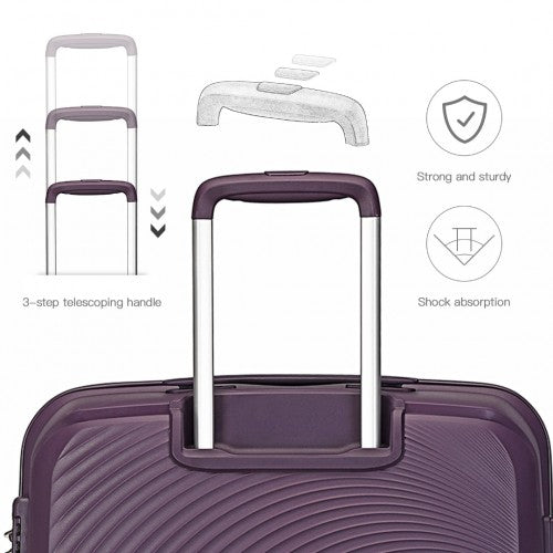 K2393L - British Traveller 4 Pcs Set Spinner Hard Shell PP Suitcase With TSA Lock And Vanity Case - Purple | Neil's Luggage Store