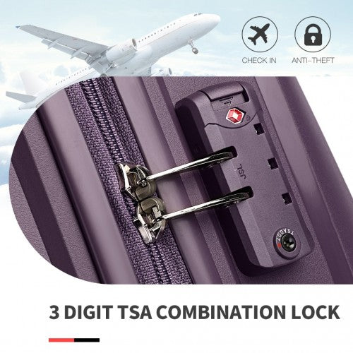 K2393L - British Traveller 4 Pcs Set Spinner Hard Shell PP Suitcase With TSA Lock And Vanity Case - Purple | Neil's Luggage Store