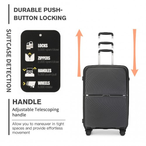 K2393L - British Traveller 28 Inch Spinner Hard Shell PP Suitcase With TSA Lock - Black | Neil's Luggage Store