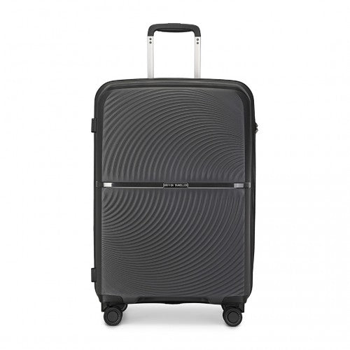 K2393L - British Traveller 28 Inch Spinner Hard Shell PP Suitcase With TSA Lock - Black | Neil's Luggage Store