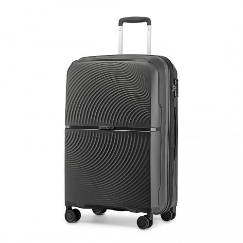 K2393L - British Traveller 28 Inch Spinner Hard Shell PP Suitcase With TSA Lock - Black | Neil's Luggage Store