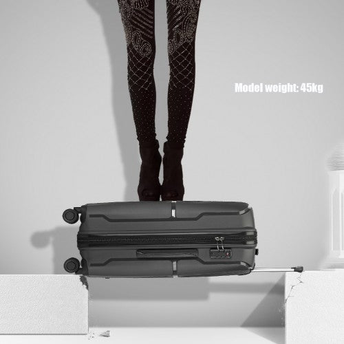 K2393L - British Traveller 28 Inch Spinner Hard Shell PP Suitcase With TSA Lock - Black | Neil's Luggage Store