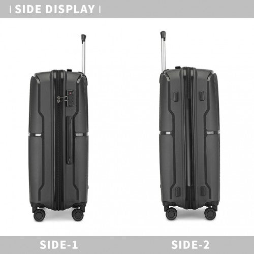 K2393L - British Traveller 28 Inch Spinner Hard Shell PP Suitcase With TSA Lock - Black | Neil's Luggage Store