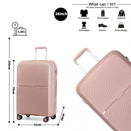 K2393L - British Traveller 3 Pcs Set Spinner Hard Shell PP Suitcase With TSA Lock - Nude | Neil's Luggage Store