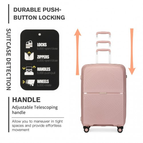 K2393L - British Traveller 3 Pcs Set Spinner Hard Shell PP Suitcase With TSA Lock - Nude | Neil's Luggage Store