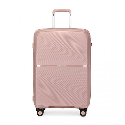 K2393L - British Traveller 3 Pcs Set Spinner Hard Shell PP Suitcase With TSA Lock - Nude | Neil's Luggage Store
