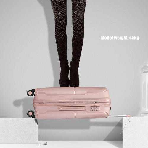 K2393L - British Traveller 3 Pcs Set Spinner Hard Shell PP Suitcase With TSA Lock - Nude | Neil's Luggage Store
