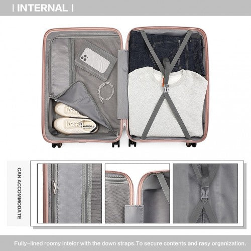 K2393L - British Traveller 3 Pcs Set Spinner Hard Shell PP Suitcase With TSA Lock - Nude | Neil's Luggage Store