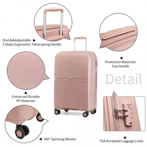 K2393L - British Traveller 3 Pcs Set Spinner Hard Shell PP Suitcase With TSA Lock - Nude | Neil's Luggage Store