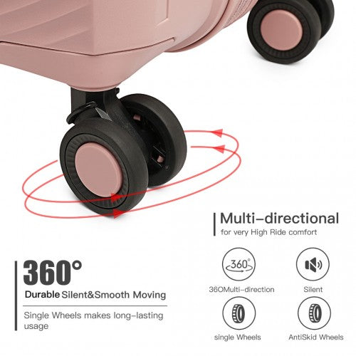 K2393L - British Traveller 3 Pcs Set Spinner Hard Shell PP Suitcase With TSA Lock - Nude | Neil's Luggage Store