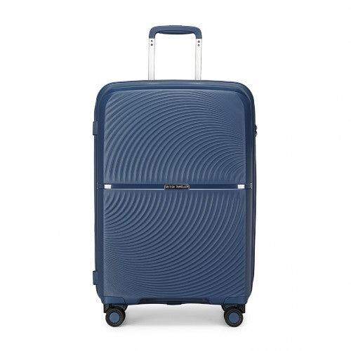 K2393L - British Traveller 3 Pcs Set Spinner Hard Shell PP Suitcase With TSA Lock - Navy