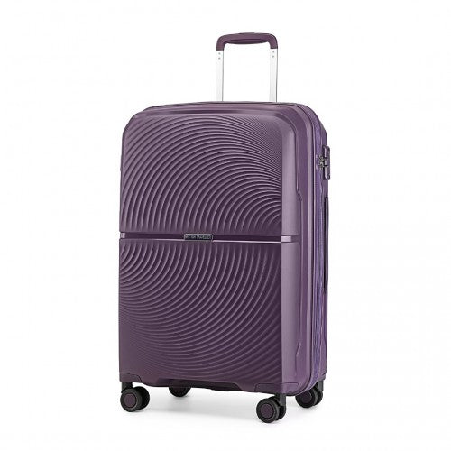 K2393L - British Traveller 24 Inch Spinner Hard Shell PP Suitcase With TSA Lock - Purple | Neil's Luggage Store