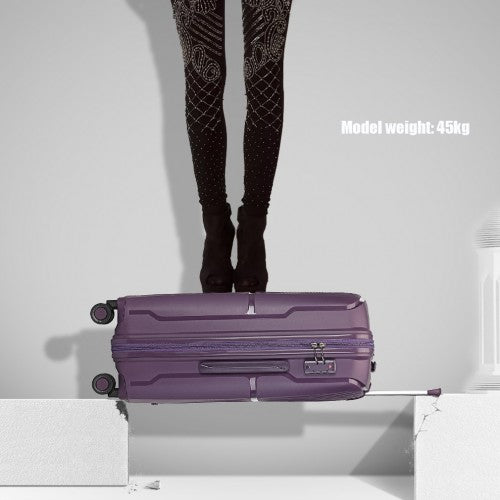 K2393L - British Traveller 20 Inch Spinner Hard Shell PP Suitcase With TSA Lock - Purple | Neil's Luggage Store