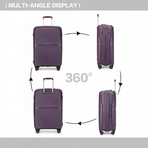 K2393L - British Traveller 20 Inch Spinner Hard Shell PP Suitcase With TSA Lock - Purple | Neil's Luggage Store