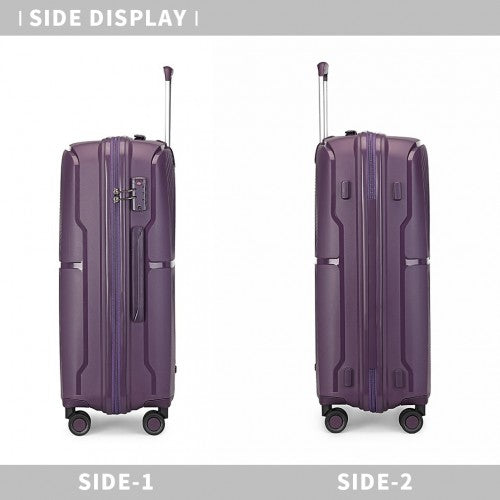 K2393L - British Traveller 20 Inch Spinner Hard Shell PP Suitcase With TSA Lock - Purple | Neil's Luggage Store