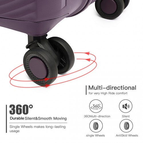 K2393L - British Traveller 20 Inch Spinner Hard Shell PP Suitcase With TSA Lock - Purple | Neil's Luggage Store