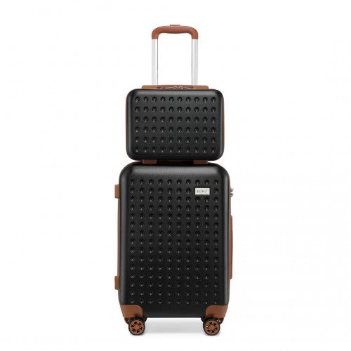 K2394L - Kono 13/20 Inch Flexible Hard Shell ABS Suitcase With TSA Lock And Vanity Case - Black | Neil's Luggage Store