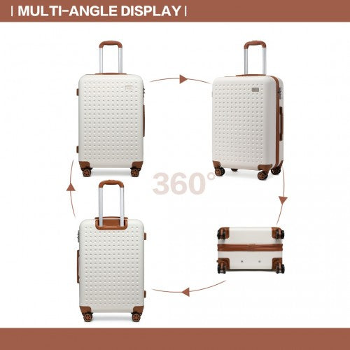 K2394L - Kono 20 Inch Cabin Size Flexible Hard Shell ABS Suitcase With TSA Lock - Cream | Neil's Luggage Store