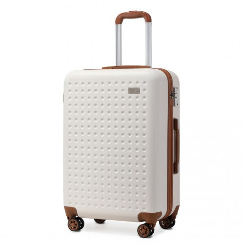 K2394L - Kono 20 Inch Cabin Size Flexible Hard Shell ABS Suitcase With TSA Lock - Cream | Neil's Luggage Store