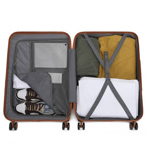 K2394L - Kono 20 Inch Cabin Size Flexible Hard Shell ABS Suitcase With TSA Lock - Cream | Neil's Luggage Store