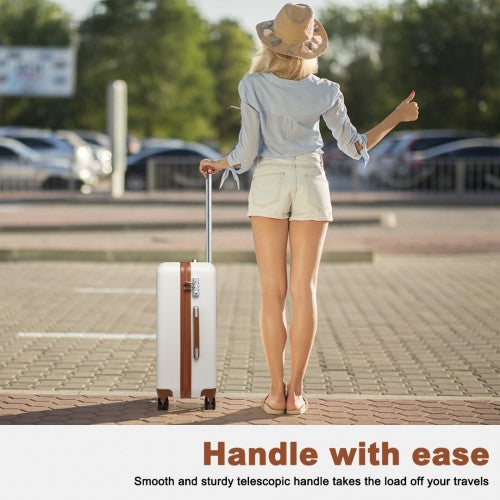 K2394L - Kono 20 Inch Cabin Size Flexible Hard Shell ABS Suitcase With TSA Lock - Cream | Neil's Luggage Store