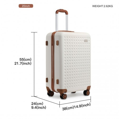 K2394L - Kono 20 Inch Cabin Size Flexible Hard Shell ABS Suitcase With TSA Lock - Cream | Neil's Luggage Store