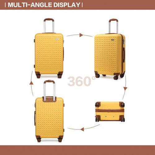 K2394L - Kono 24 Inch Flexible Hard Shell ABS Suitcase With TSA Lock - Yellow | Neil's Luggage Store