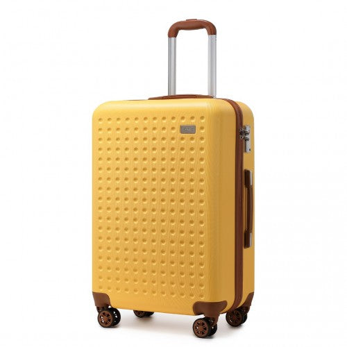K2394L - Kono 24 Inch Flexible Hard Shell ABS Suitcase With TSA Lock - Yellow | Neil's Luggage Store
