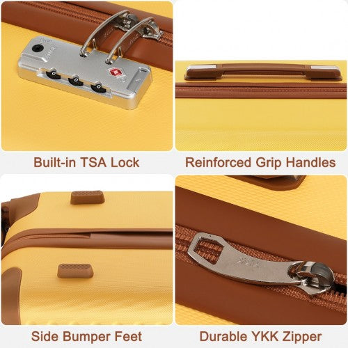 K2394L - Kono 24 Inch Flexible Hard Shell ABS Suitcase With TSA Lock - Yellow | Neil's Luggage Store