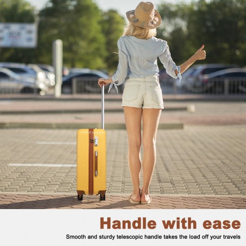 K2394L - Kono 24 Inch Flexible Hard Shell ABS Suitcase With TSA Lock - Yellow | Neil's Luggage Store