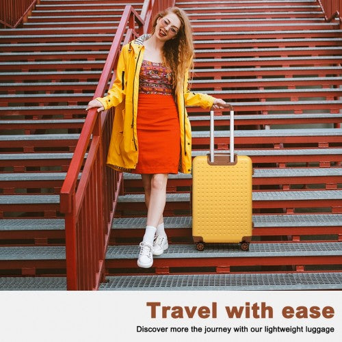 K2394L - Kono 24 Inch Flexible Hard Shell ABS Suitcase With TSA Lock - Yellow | Neil's Luggage Store