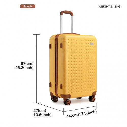 K2394L - Kono 24 Inch Flexible Hard Shell ABS Suitcase With TSA Lock - Yellow | Neil's Luggage Store